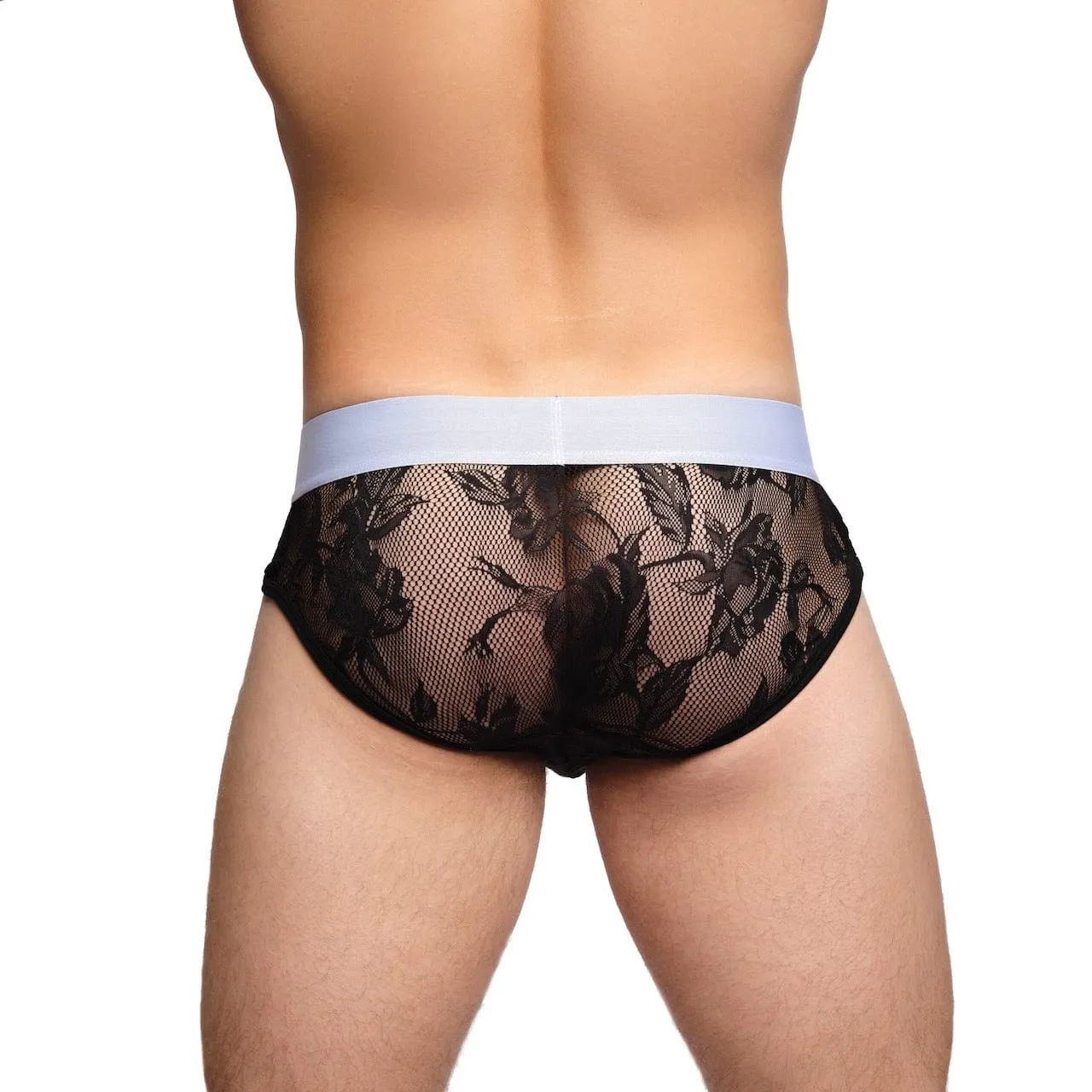 Floral Lace Black Brief