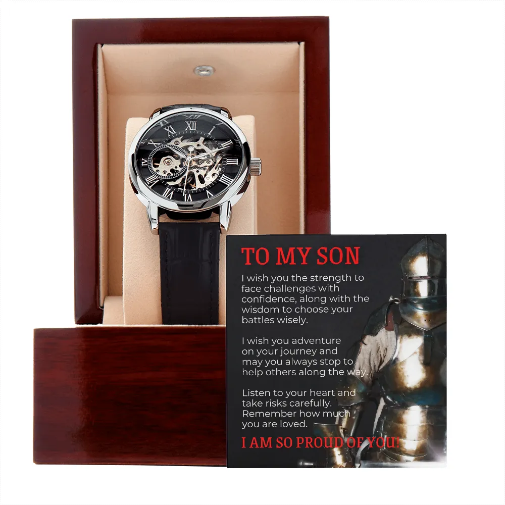 For My Son, My Knight, Love and Encouragement Men Openwork Watch