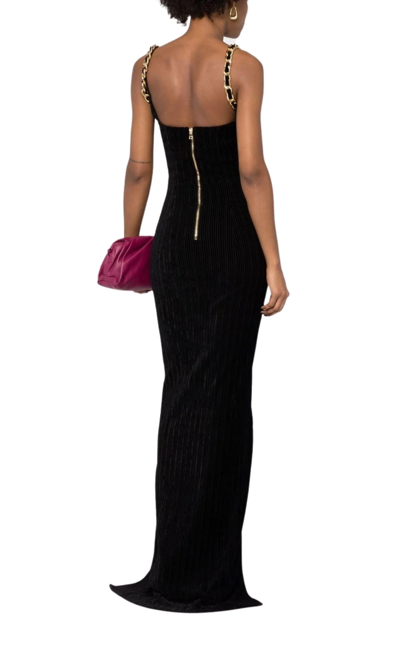 Front Slit Chain Linked Maxi Dress