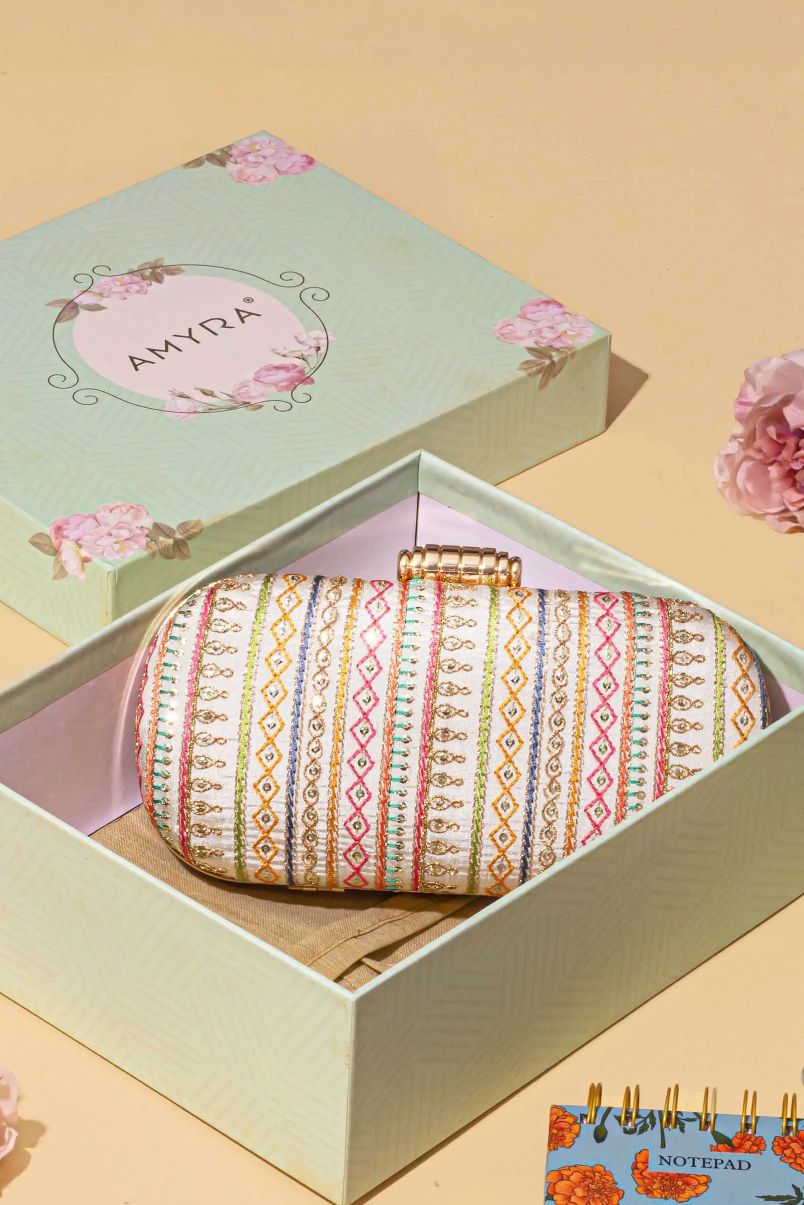 Gift hamper - Raha Capsule Clutch - Self care & Rainbow Keychain