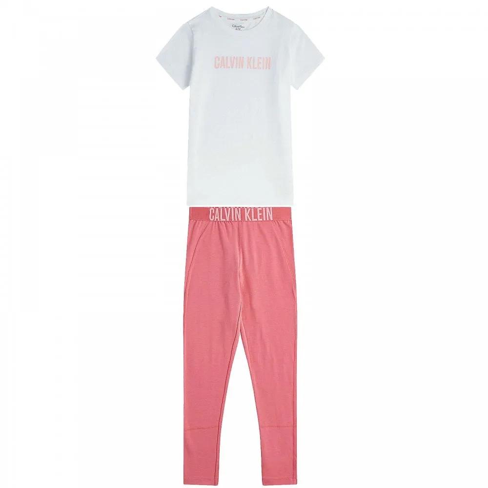 Girls Intense Power PJ set, Washed Cherry/Pvh White