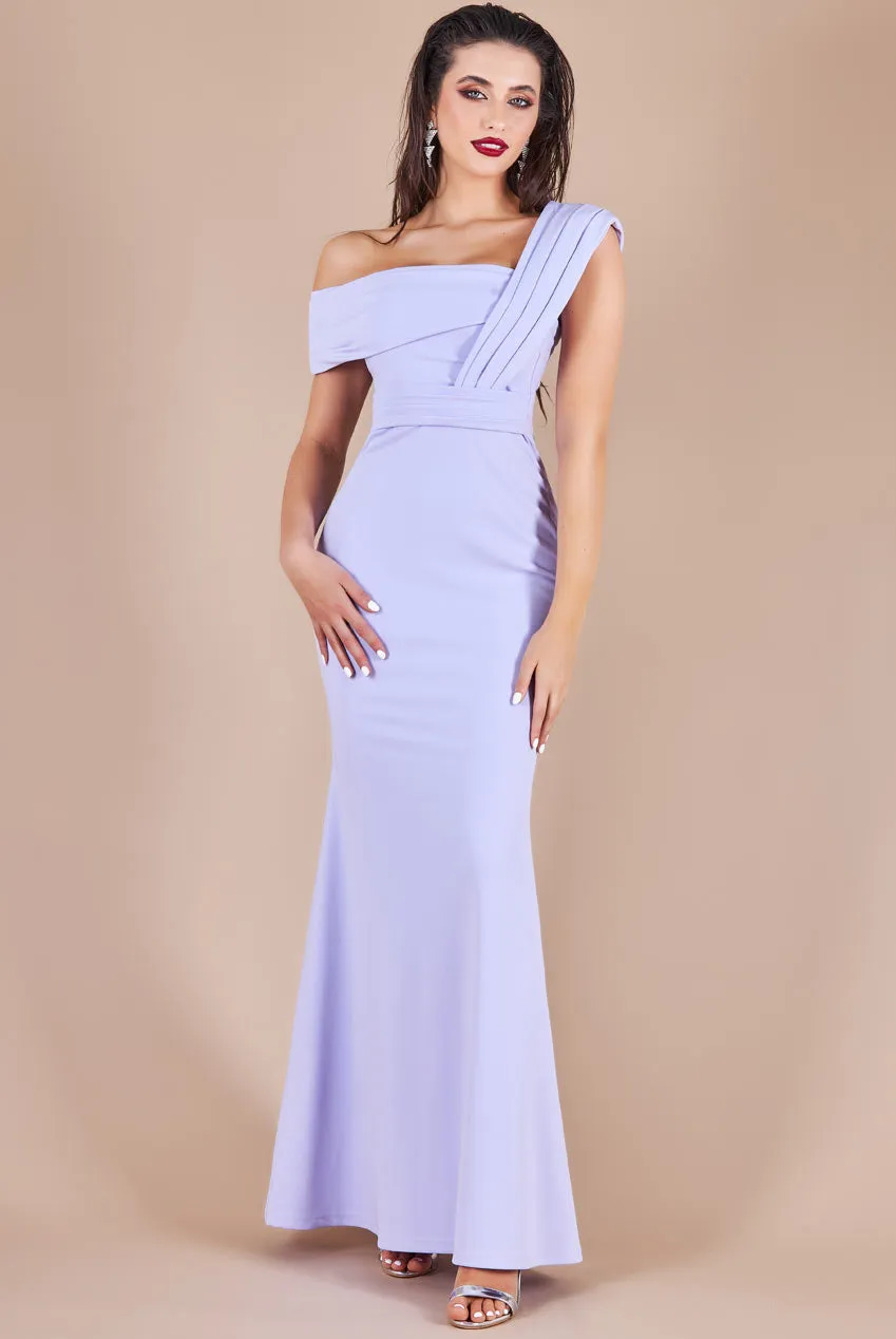 Goddiva One Shoulder Scuba Maxi Dress