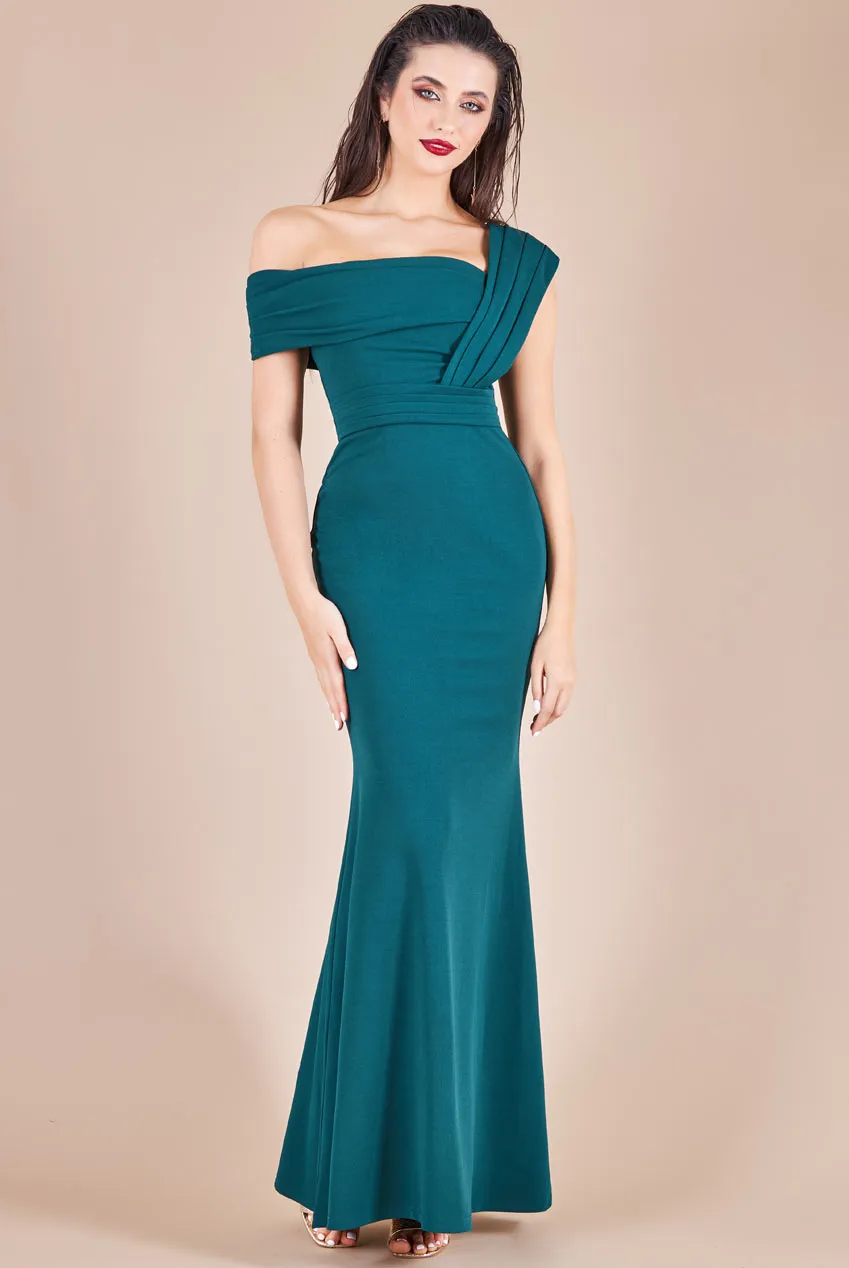 Goddiva One Shoulder Scuba Maxi Dress