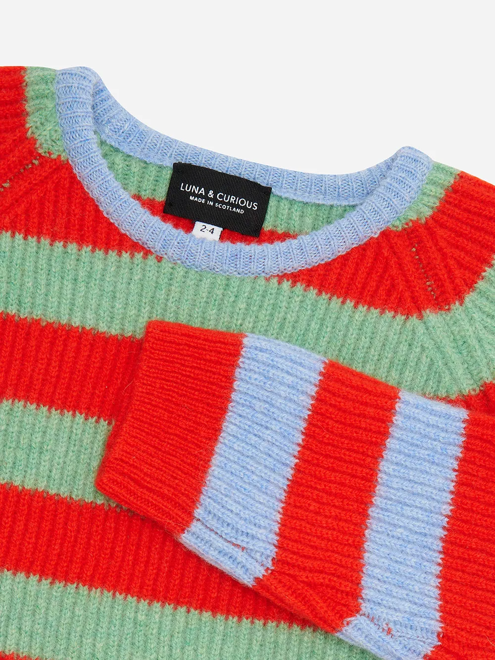 Green & Scarlet Stripe Kids Jumper