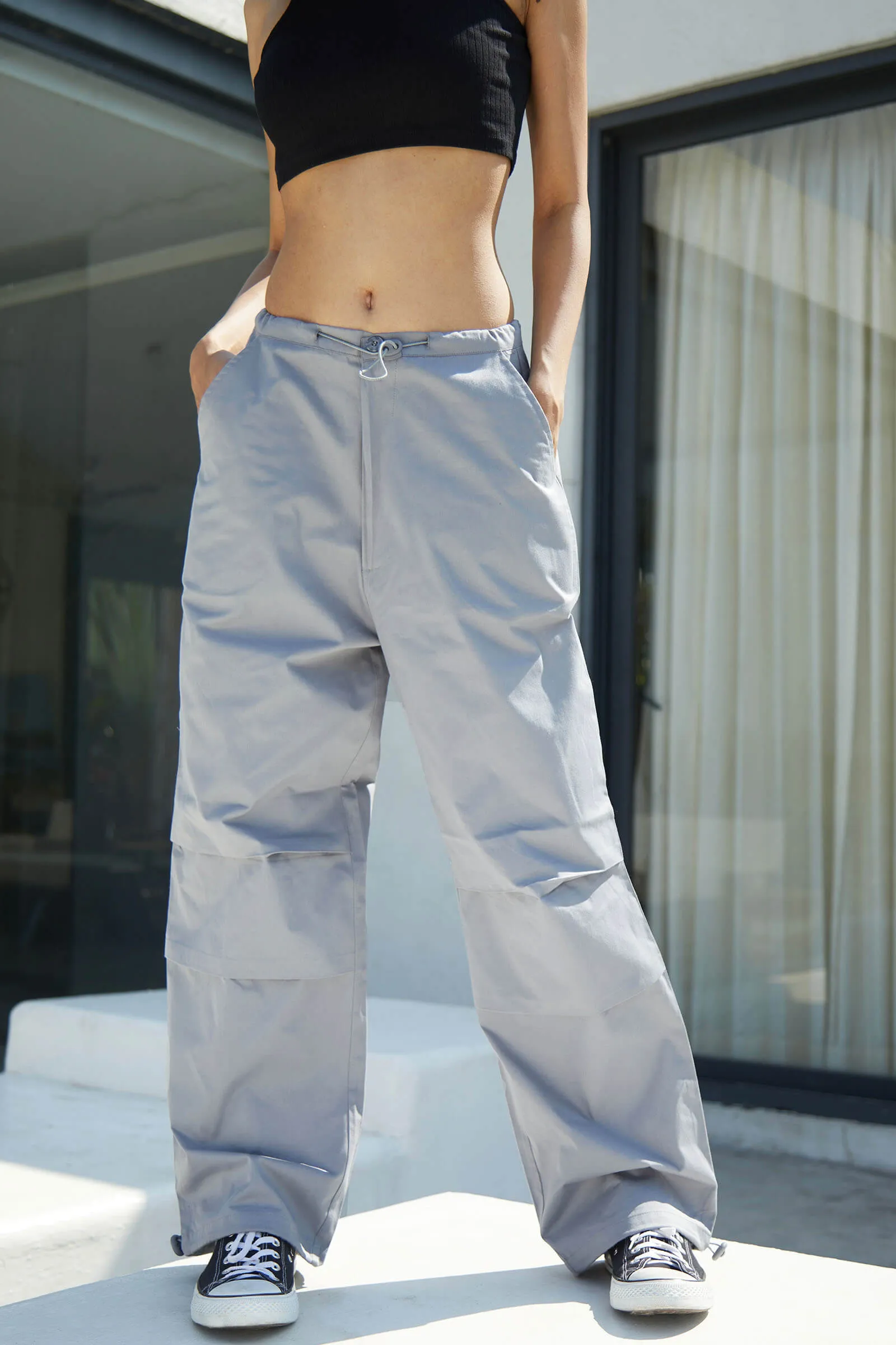 Grey Parachute Pants