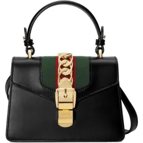 Gucci Top Handle Mini Sylvie Black Leather Shoulder Bag