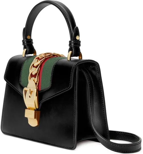 Gucci Top Handle Mini Sylvie Black Leather Shoulder Bag