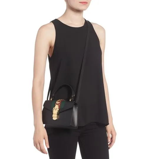 Gucci Top Handle Mini Sylvie Black Leather Shoulder Bag