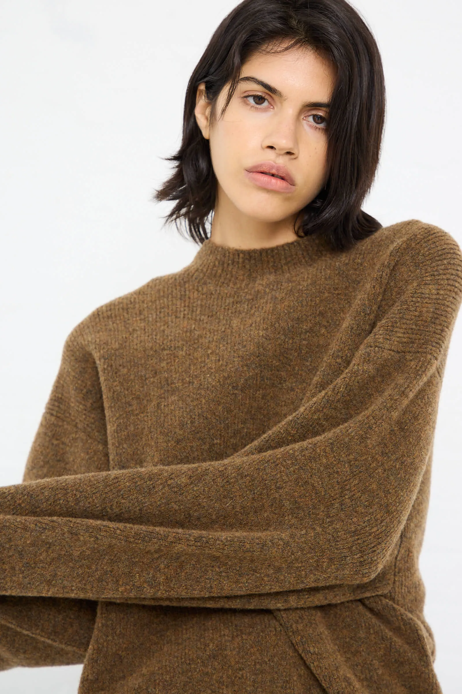 High Loft Wool Sirio Crew Neck in Nutmeg