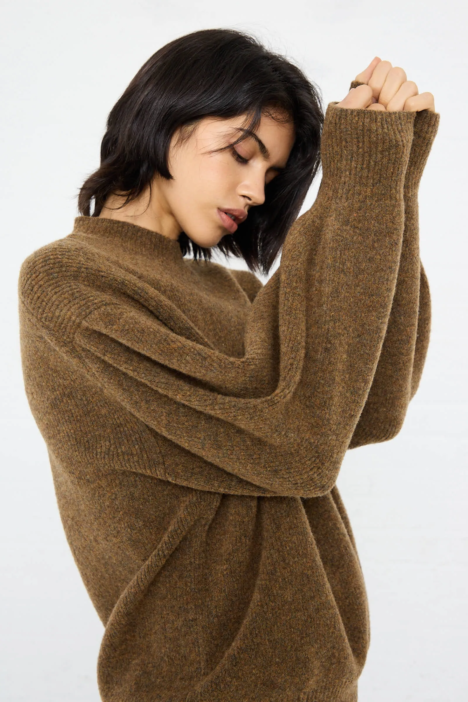 High Loft Wool Sirio Crew Neck in Nutmeg