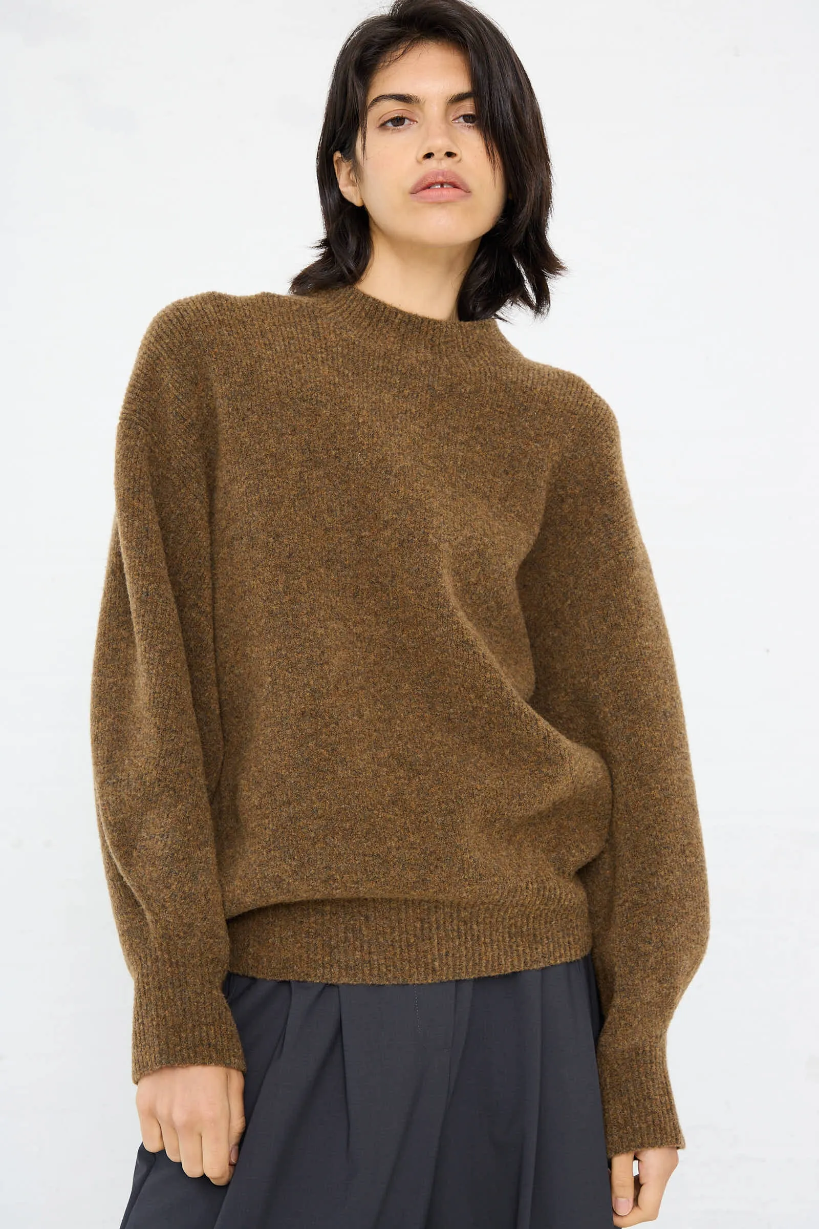 High Loft Wool Sirio Crew Neck in Nutmeg