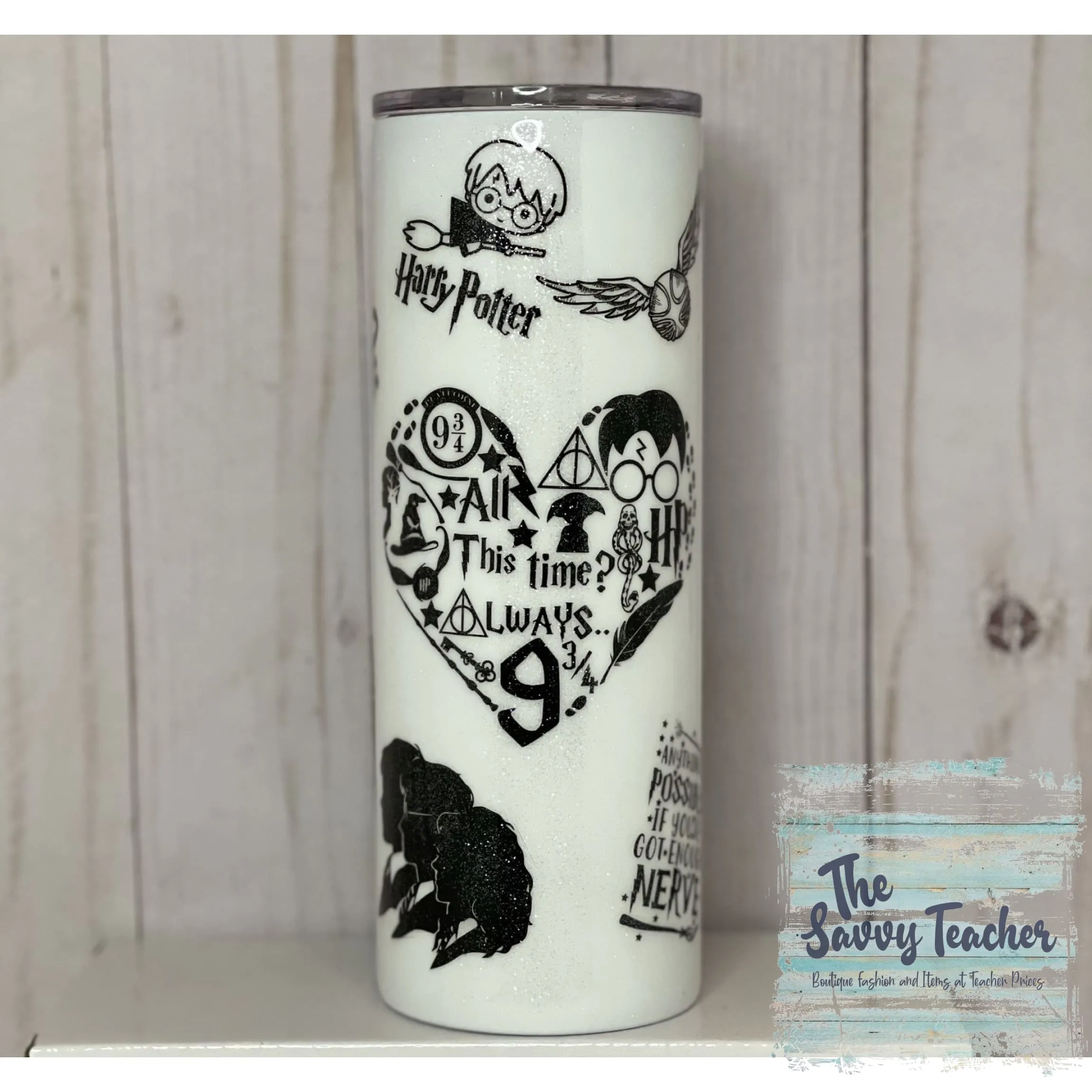 Hp Love Black and White Graphic Tumbler