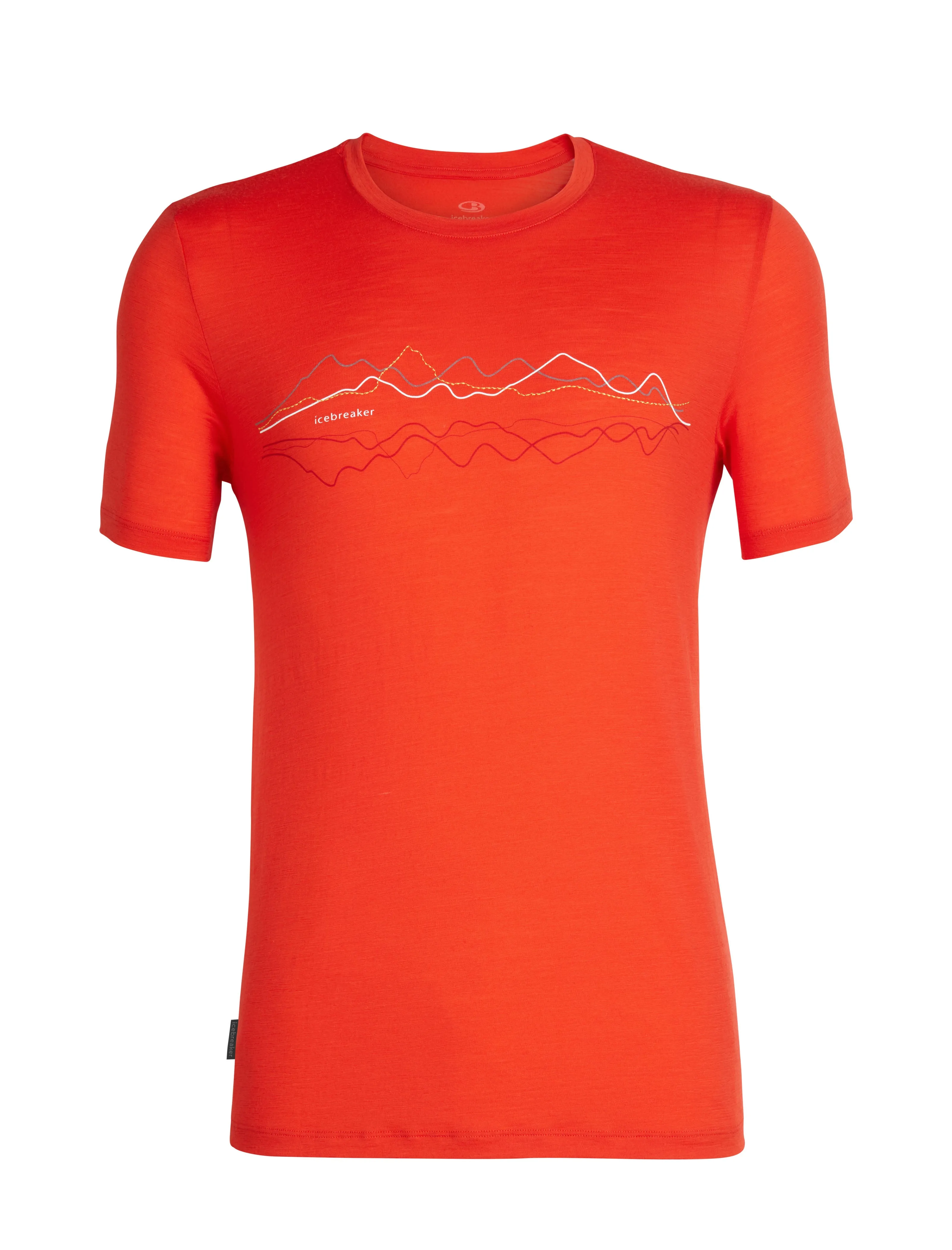 icebreaker Merino Men's 150 Tech Lite Short Sleeve Crewe  Mountain Line T-Shirt - Blue Carrot Red