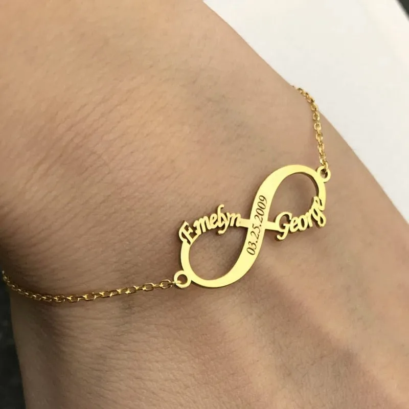 Infinity Bracelet With Names- Great Gifts For Couple-Gifts For Best Friends