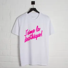 J'aime Discotheque Magenta - Tshirt - White