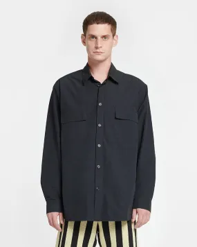 Jari - Tech Poplin Shirt - Off Black