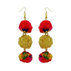 Jeweljunk Multicolor Pompom Thread Earrings