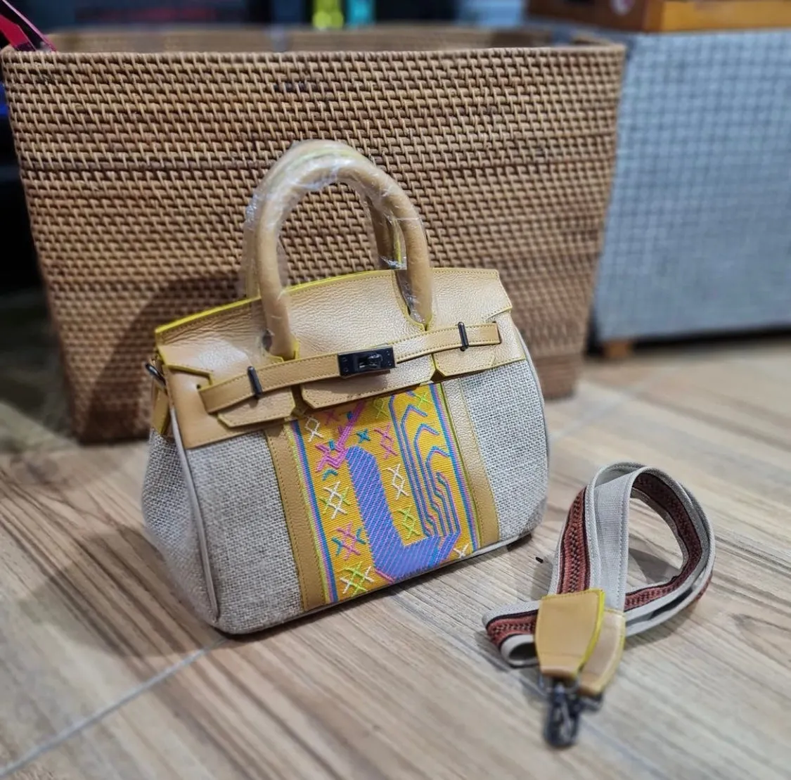 Jute Birkin Leather with Inabel