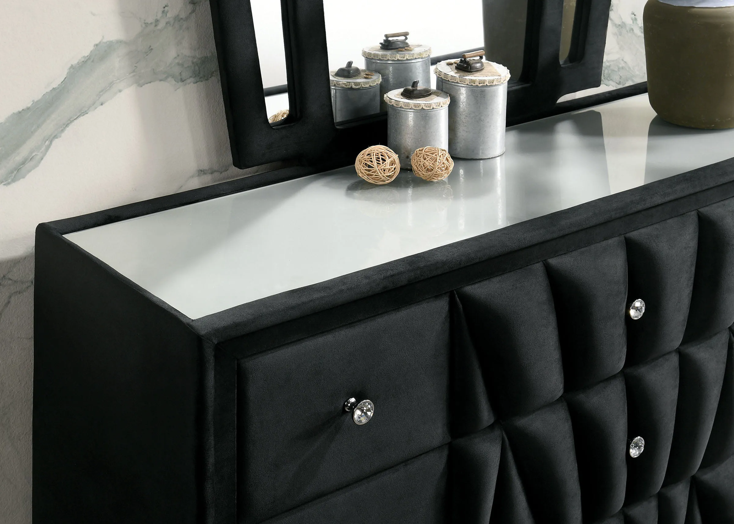 Kalivade Black Dresser and Mirror