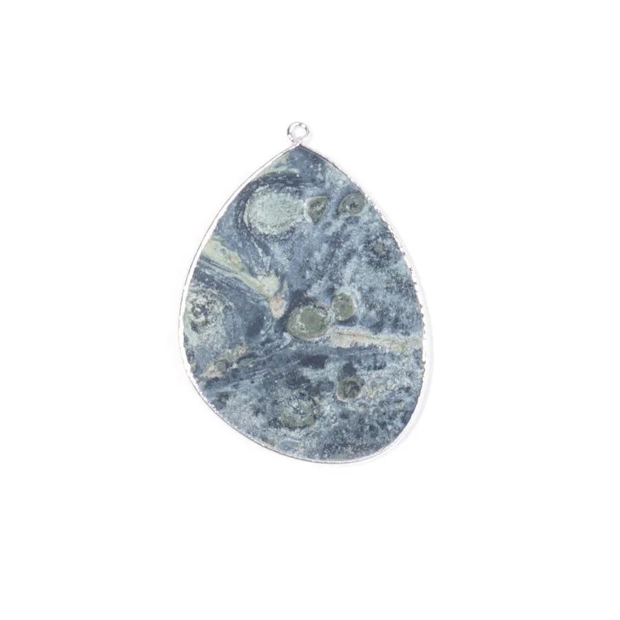 Kambaba Jasper 27x34mm Slice Silver Plated - Pendant