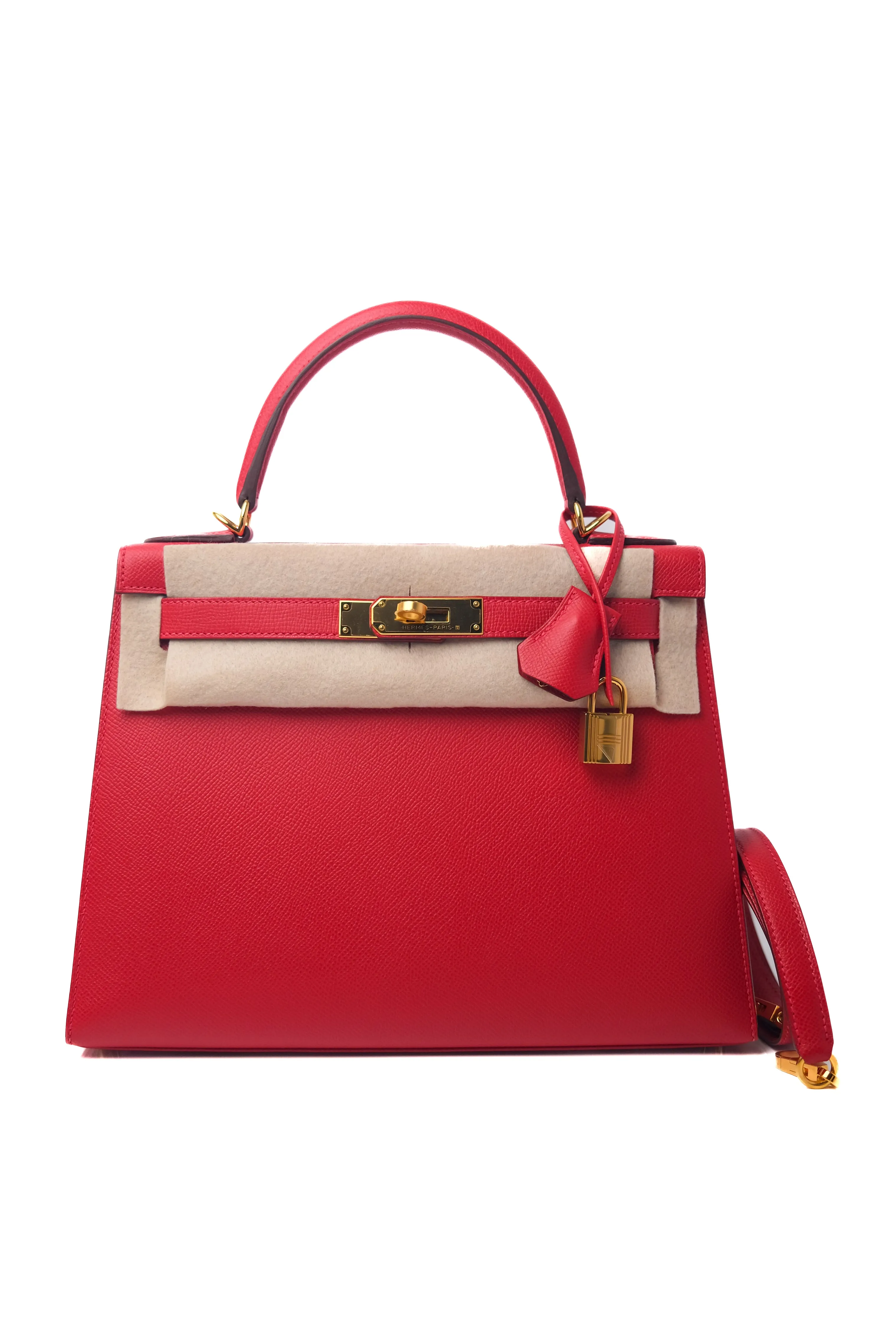 Kelly 28 Rouge Casaque Gold Hardware Epsom A