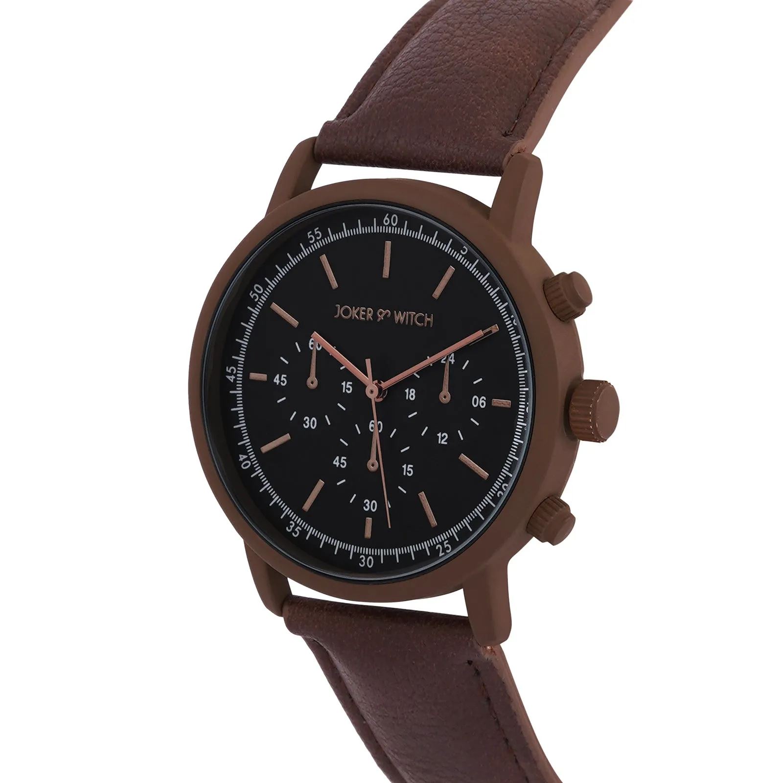 Laanda Black Dial Dark Brown Pu Strap Watch