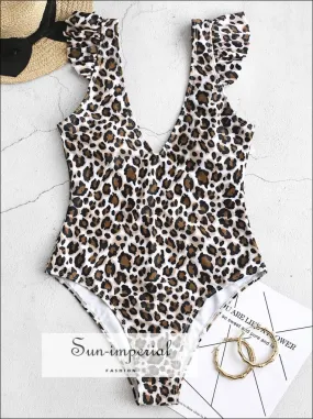 Leopard Ruffle Open back Swimsuit One Piece