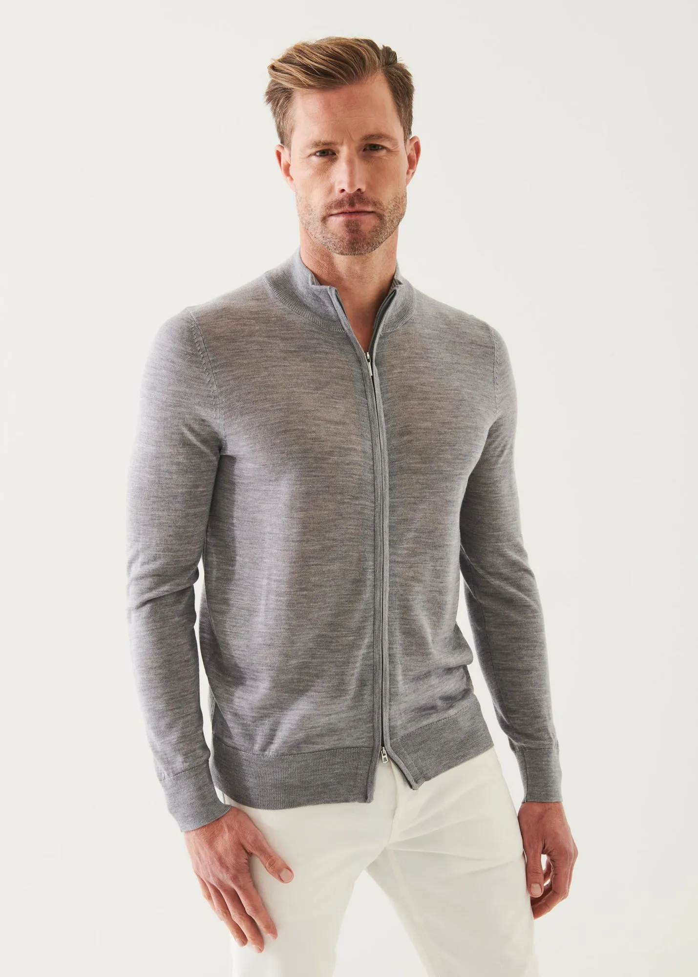 LIGHTWEIGHT MERINO BLEND FULL ZIP SWEATER