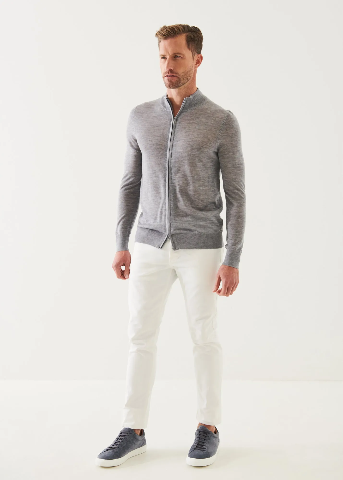 LIGHTWEIGHT MERINO BLEND FULL ZIP SWEATER