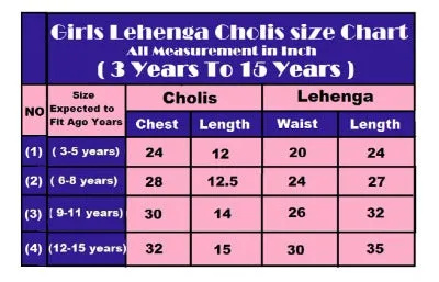 Lilac Kids Girls Lehanga Choli Set of 3