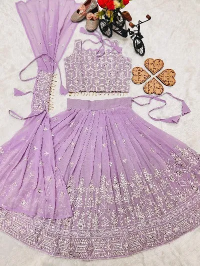 Lilac Kids Girls Lehanga Choli Set of 3