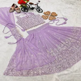 Lilac Kids Girls Lehanga Choli Set of 3