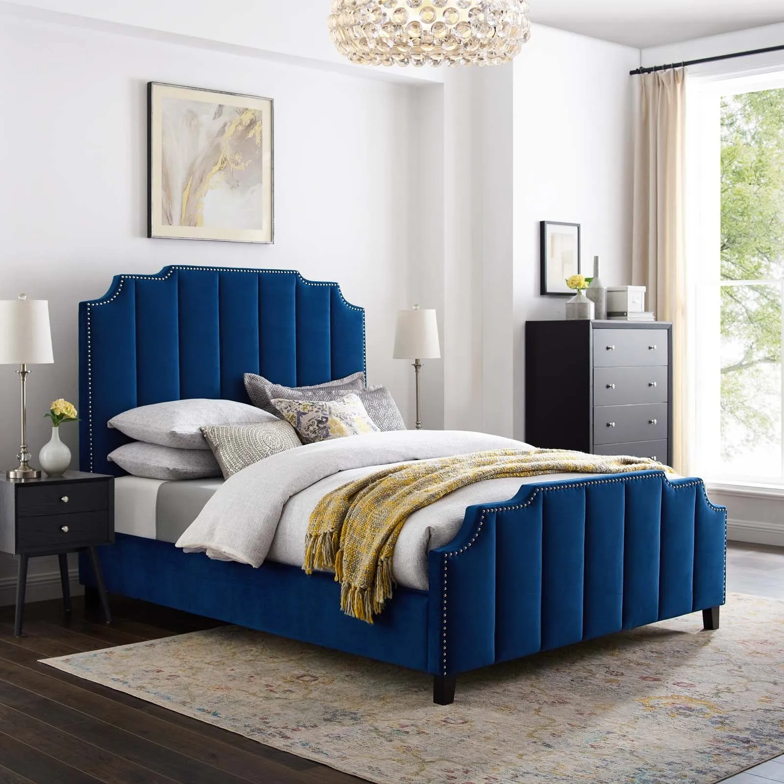 Lucille Performance Velvet Platform Bed