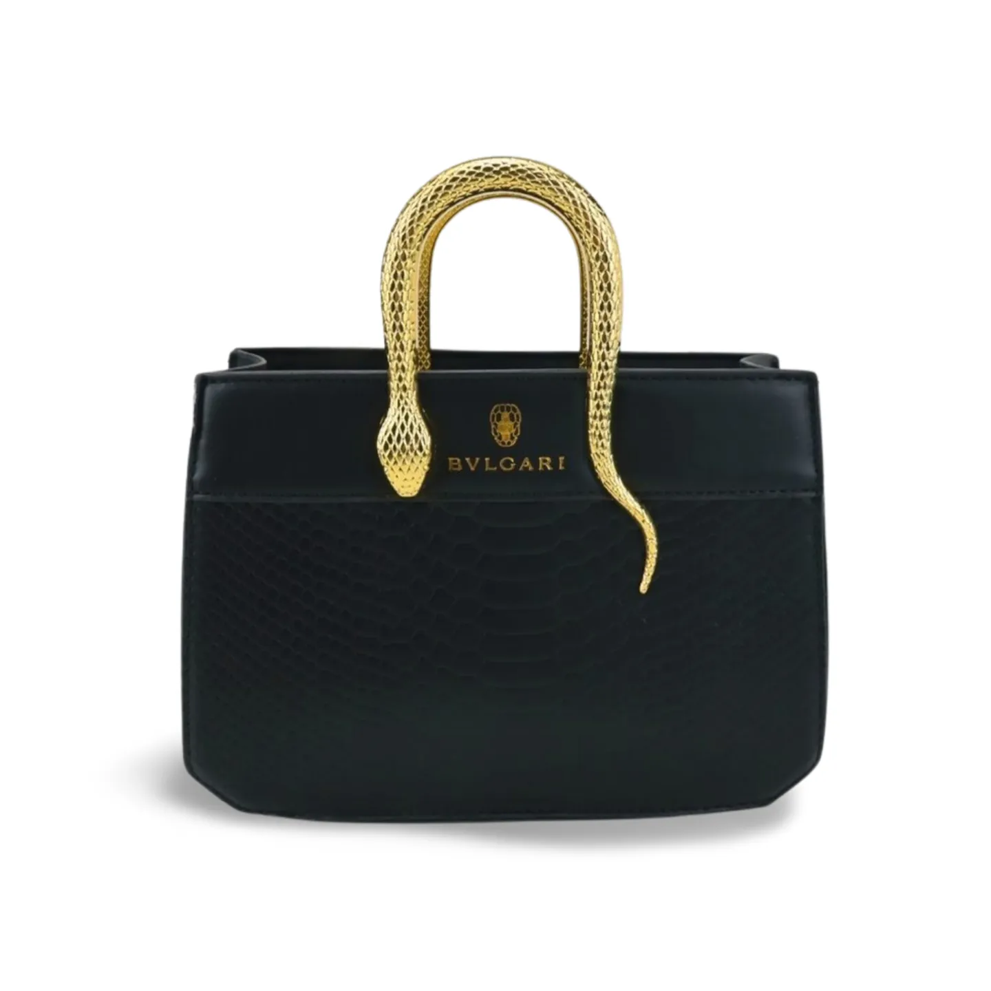 Luxury Pu Leather Handbag with Gold Snake Handle