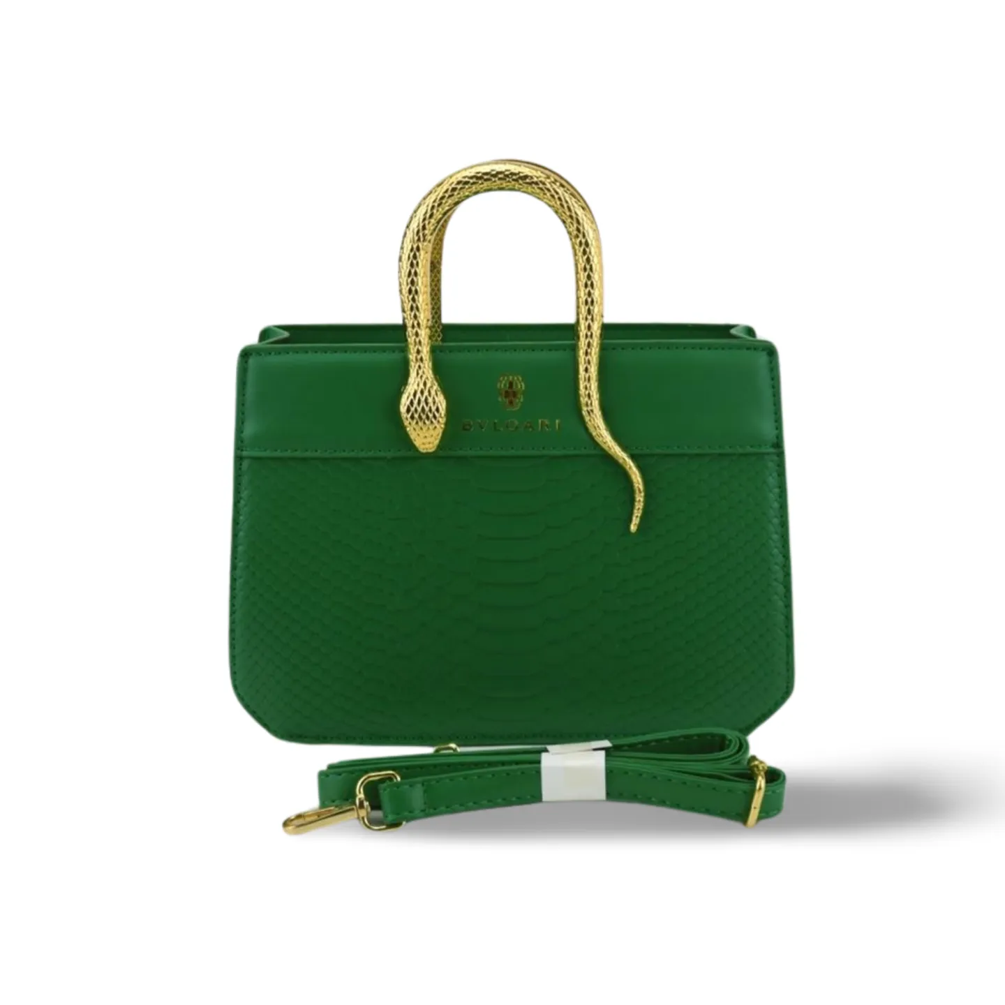 Luxury Pu Leather Handbag with Gold Snake Handle