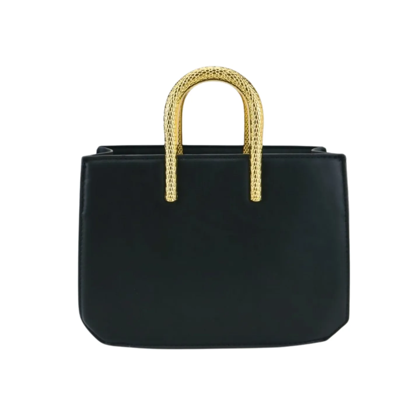 Luxury Pu Leather Handbag with Gold Snake Handle