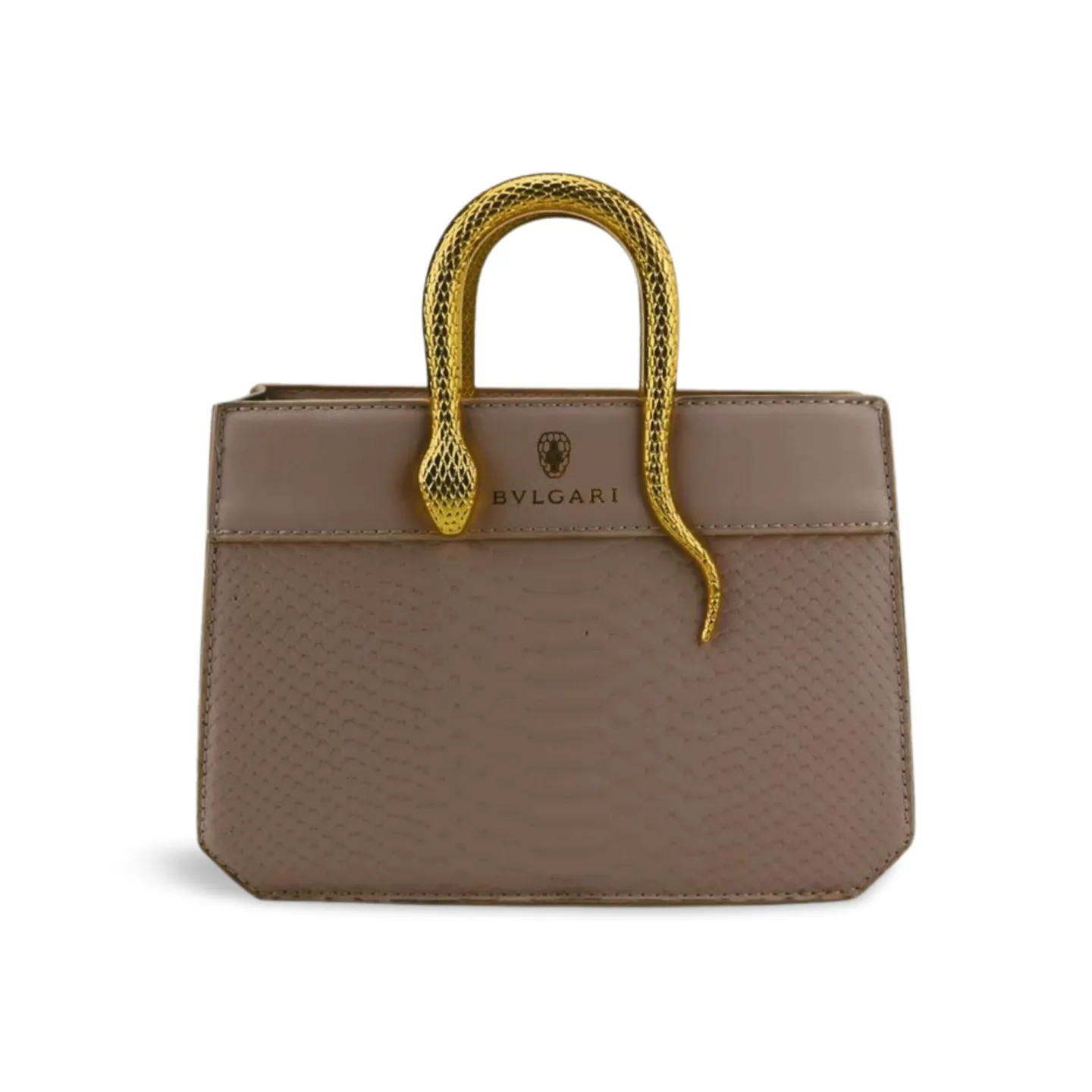 Luxury Pu Leather Handbag with Gold Snake Handle