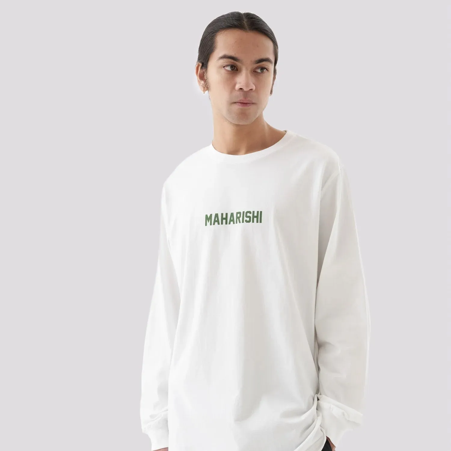 Maharishi Woodblock Dragon L/S T-Shirt White