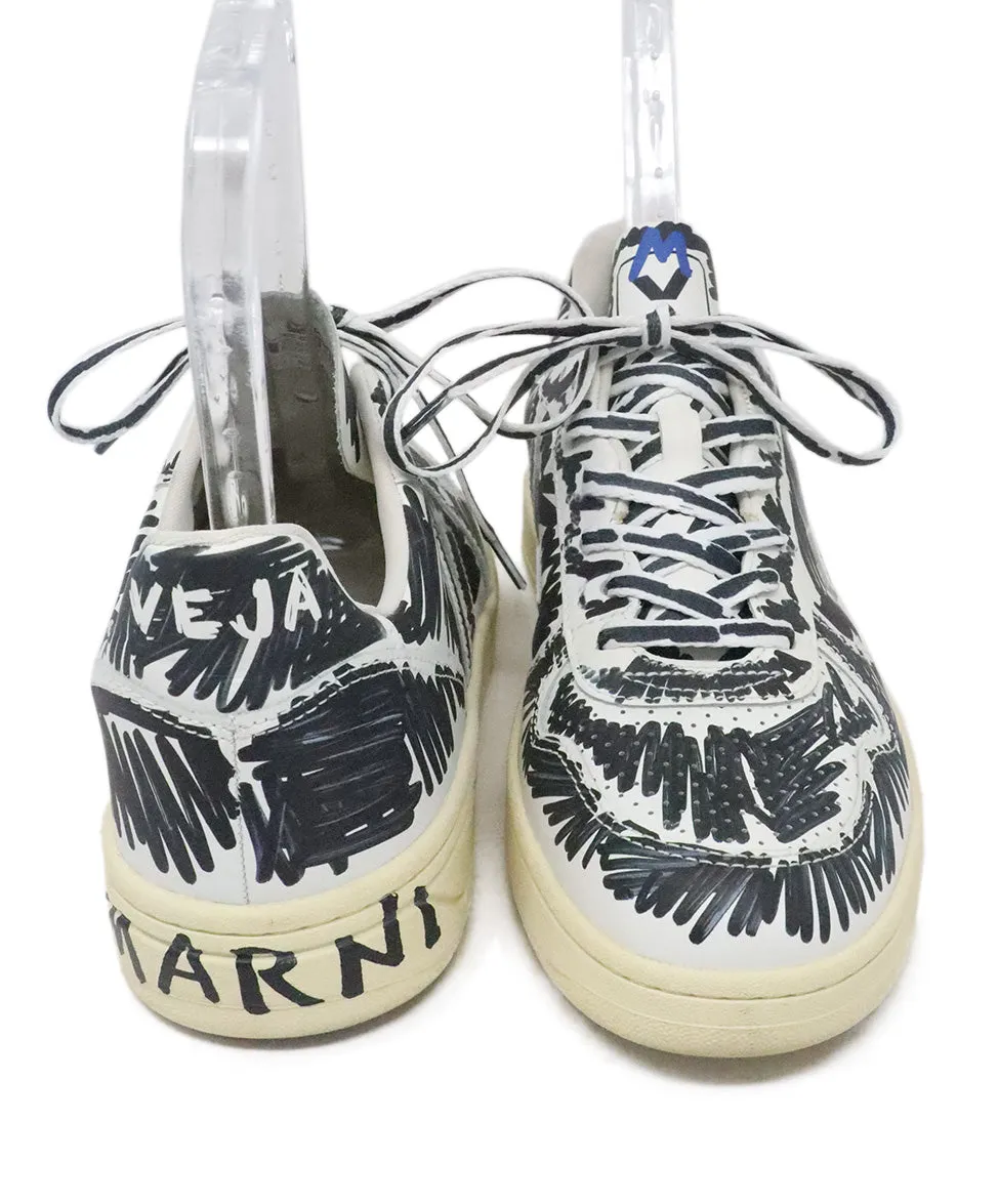 Marni x Veja B&W Print Leather Sneakers sz 12