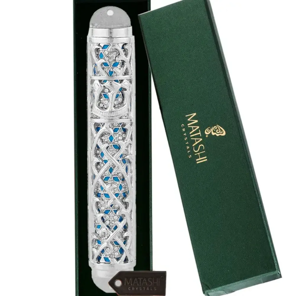 Matashi Hand Painted Enamel 7'' Mezuzah with Crystals