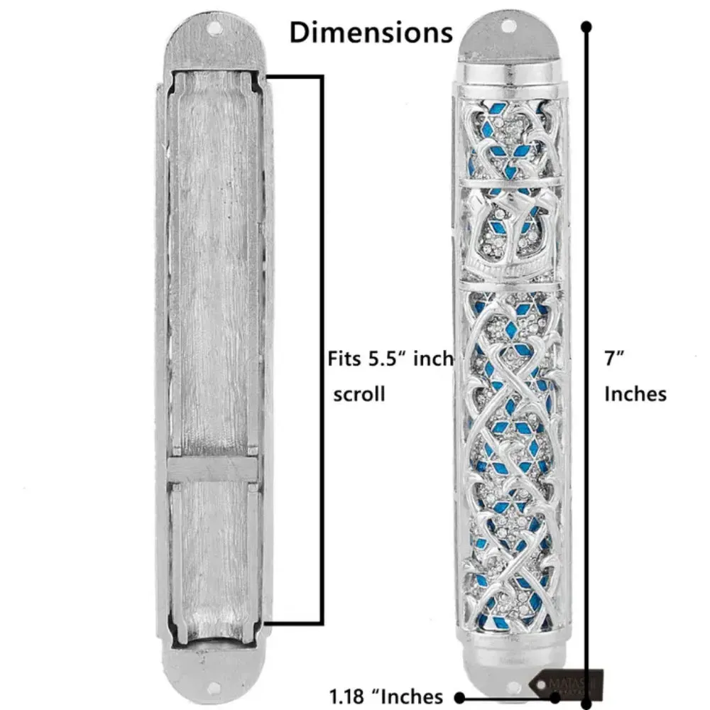 Matashi Hand Painted Enamel 7'' Mezuzah with Crystals