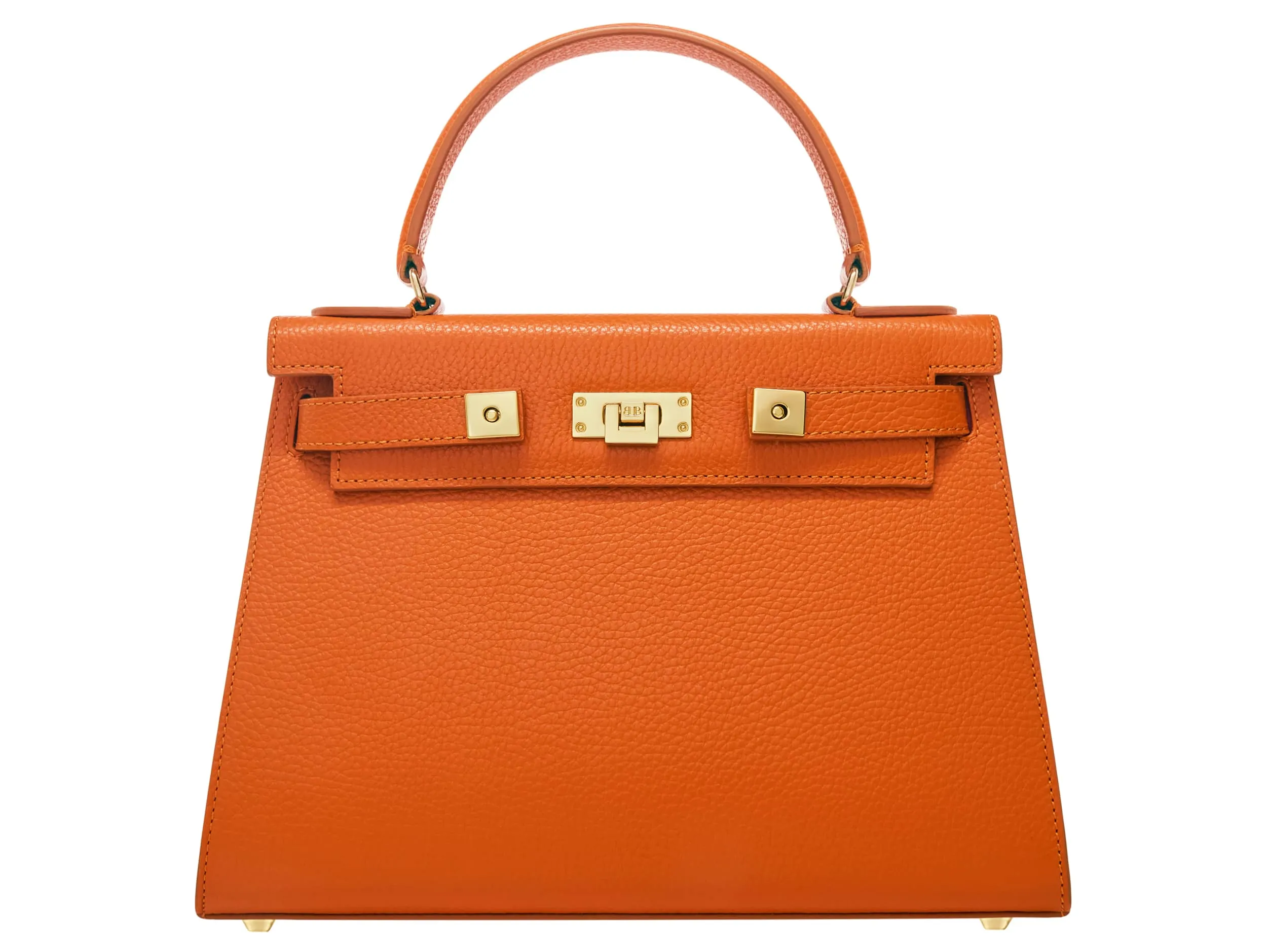 Maya Large Caribou Soft Grainy Print Calf Leather Handbag - Orange