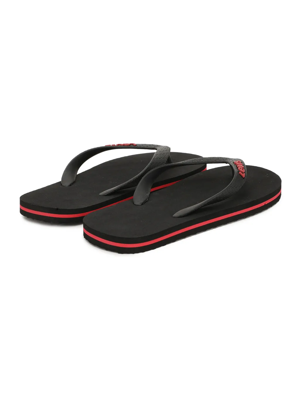 Men's Black Embossed Logo Flip-Flops