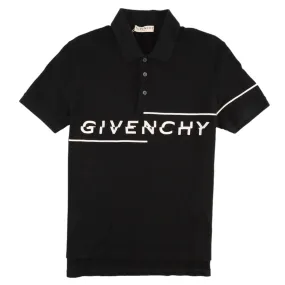 Men's Embroidered Logo Polo Shirt Black Size M