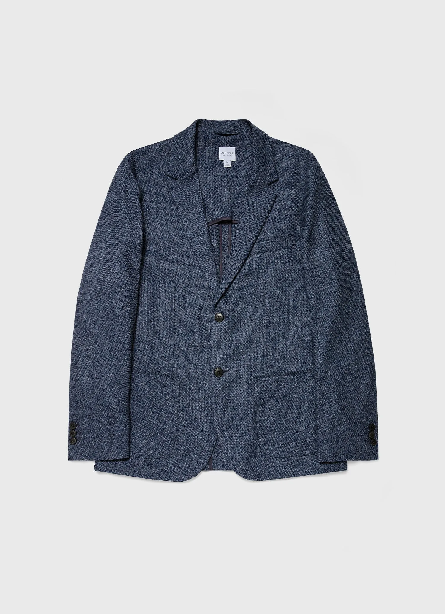 Men's Textured Wool Blazer in Blue Melange