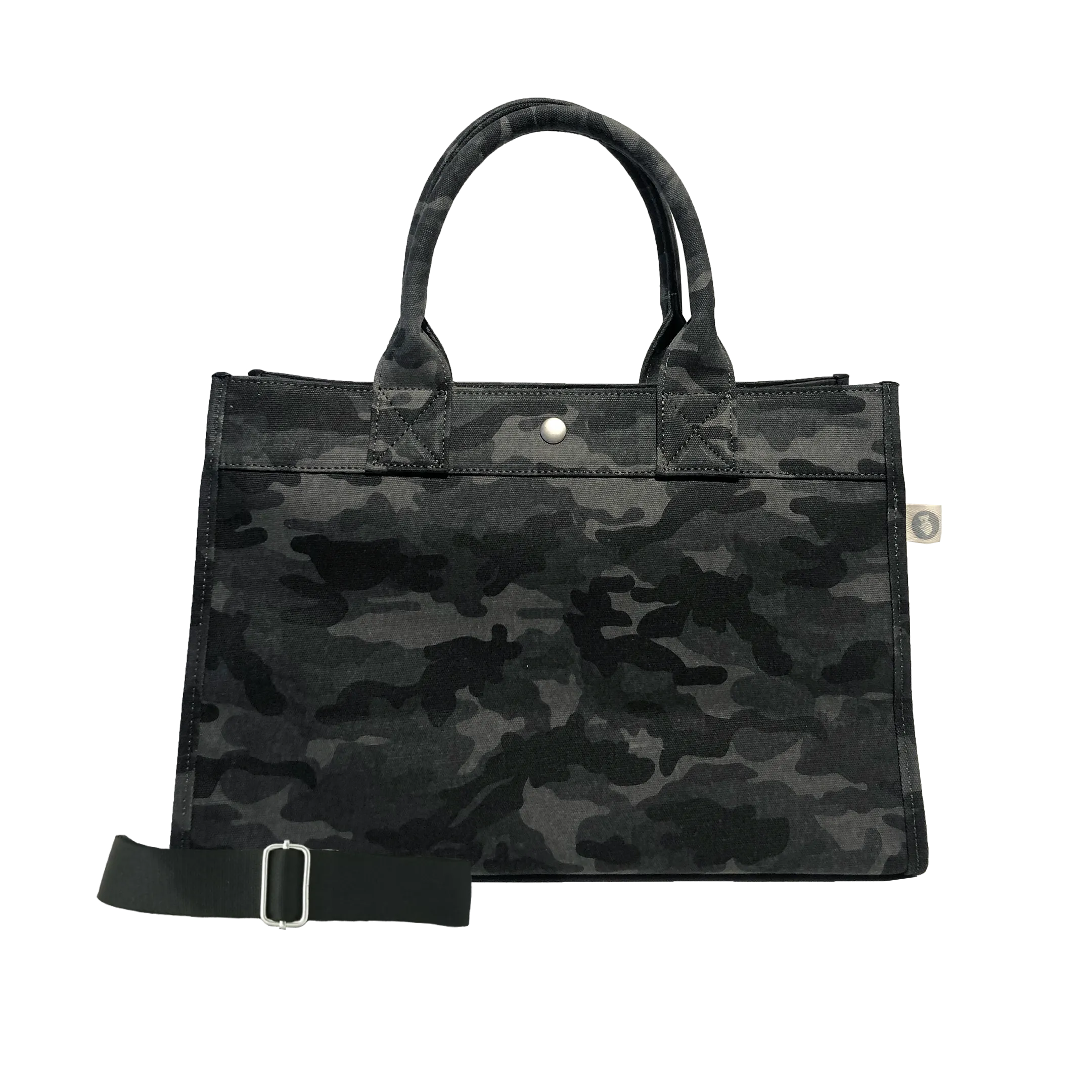 Midi East West Bag: Black Camouflage with Color Stripes