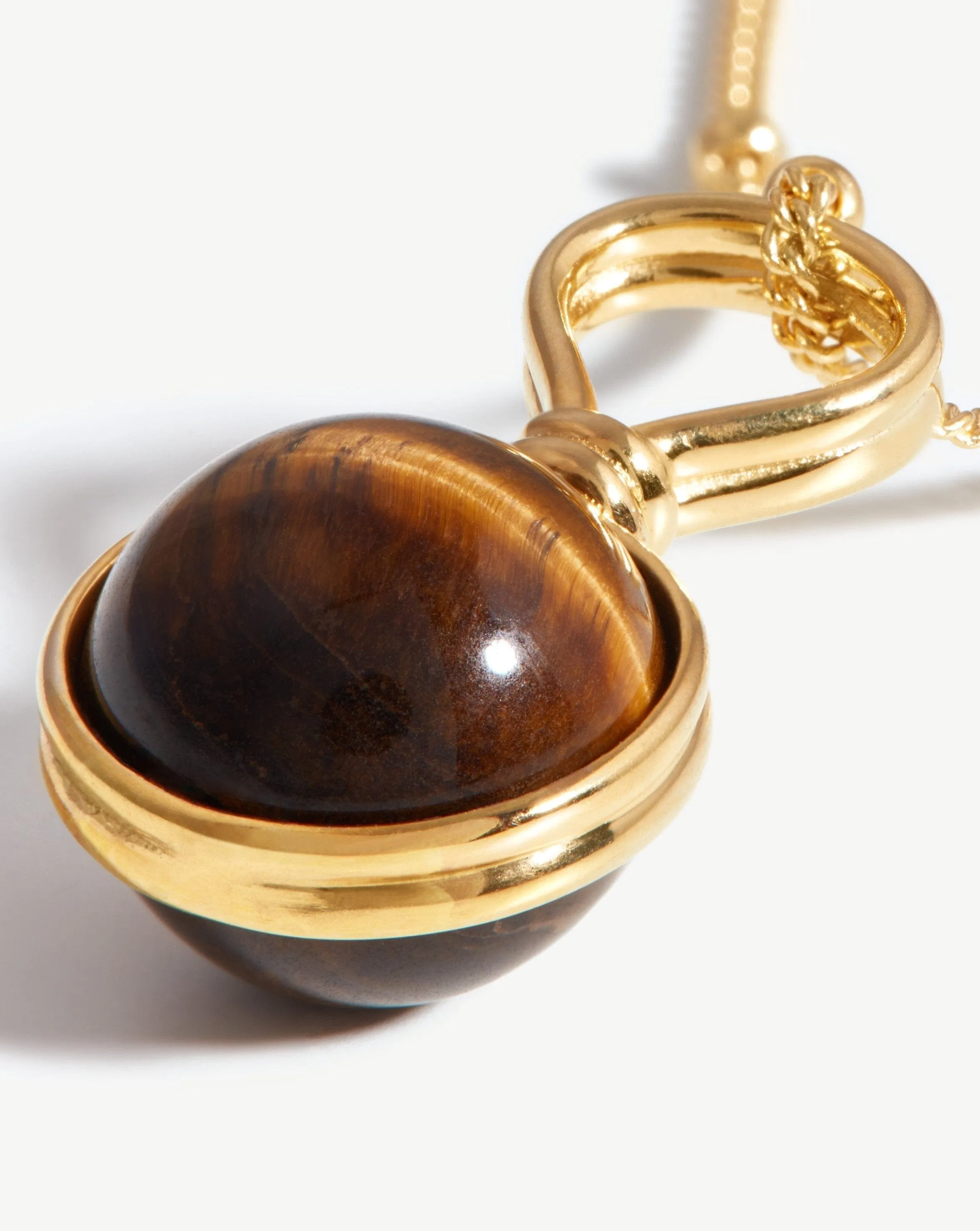 Mini Sphere Pendant Necklace | 18ct Gold Plated Vermeil/Tigers Eye