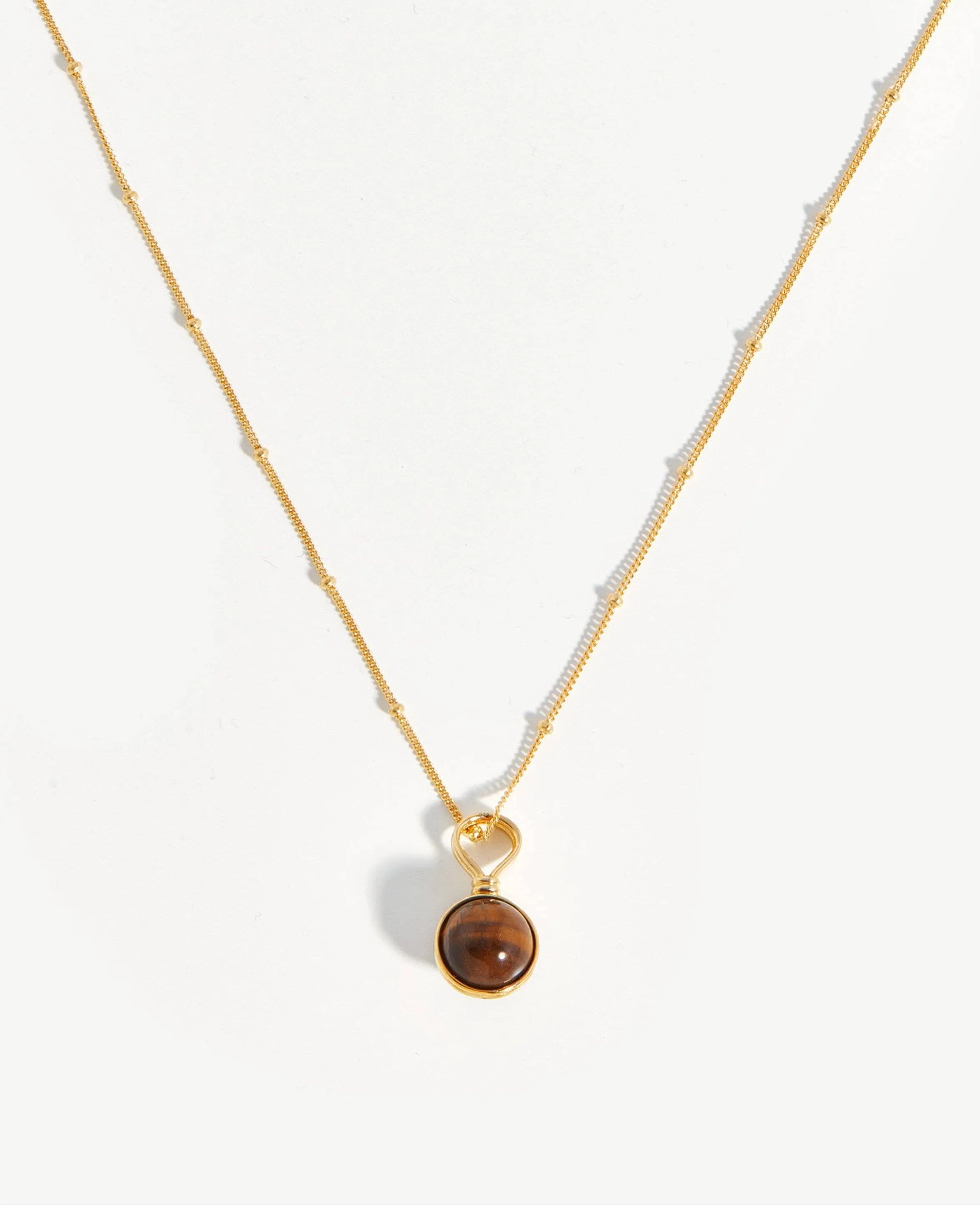 Mini Sphere Pendant Necklace | 18ct Gold Plated Vermeil/Tigers Eye