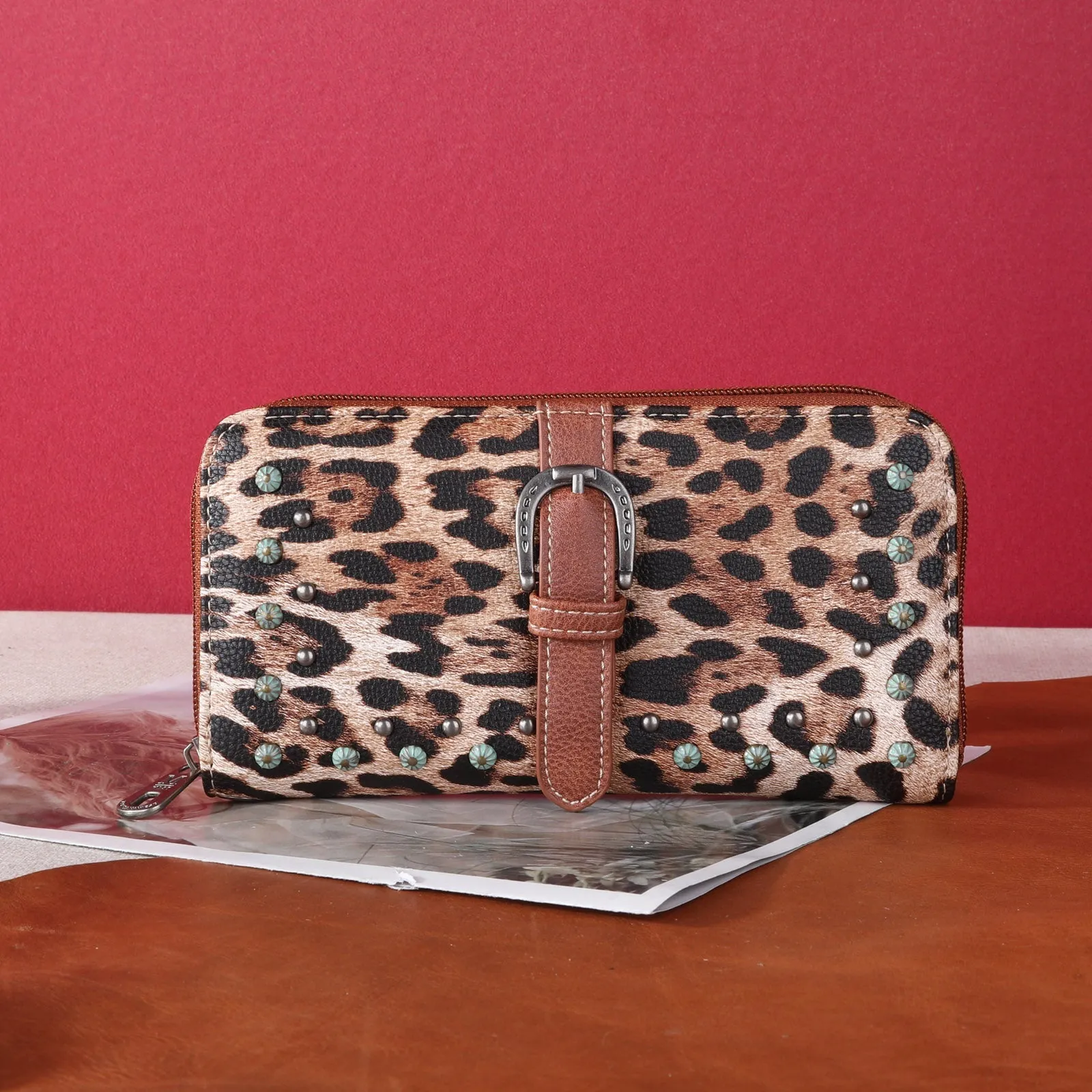 Montana West Leopard Print Buckle Wallet