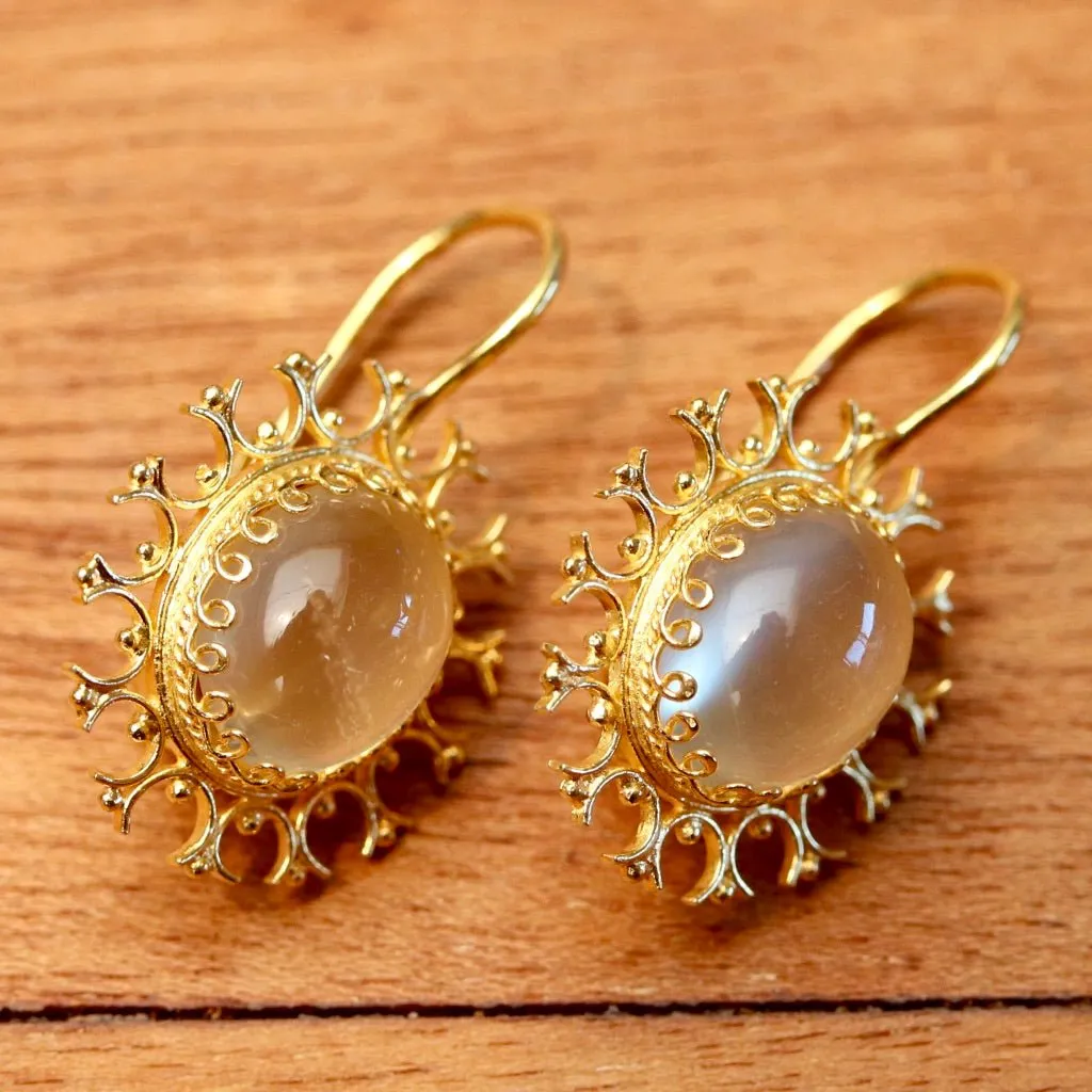 Moonstone Snowflake Earrings